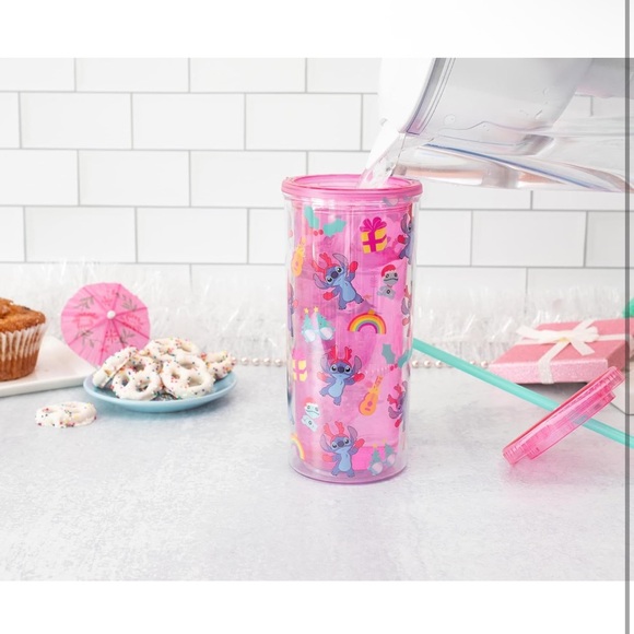 Disney Pink Stitch Holiday Tumbler with Straw - Picture 6 of 7